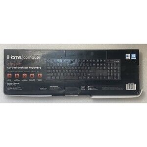 iHome Classic Corded Quiet Touch Slim Full Size USB Desktop Keyboard NEW L4